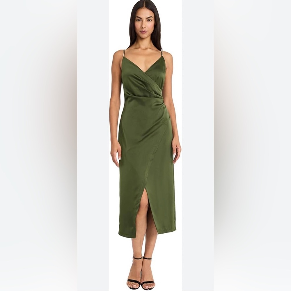 Donna Morgan Women's Elegant Midi Slip Wrap Style Bodycon Dress Sz 18